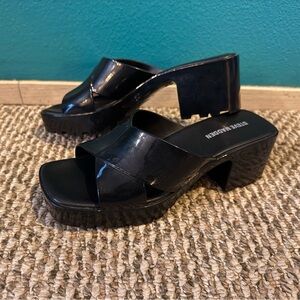 Steve Madden Candy Black Rubber Platform Sandal Heel 7 Jeffrey Campbell Dupe